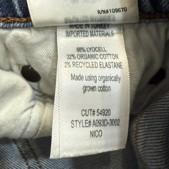 Agolde Nico High Rise Blue Light Wash Chew Hem Distressed Skinny Jeans size 23 - Picture 4 of 11